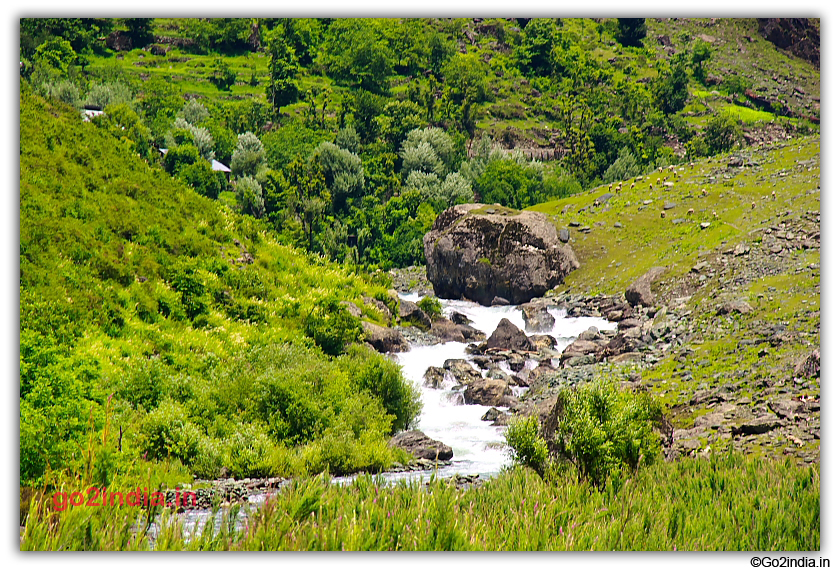 River flowing down at Betaab valley