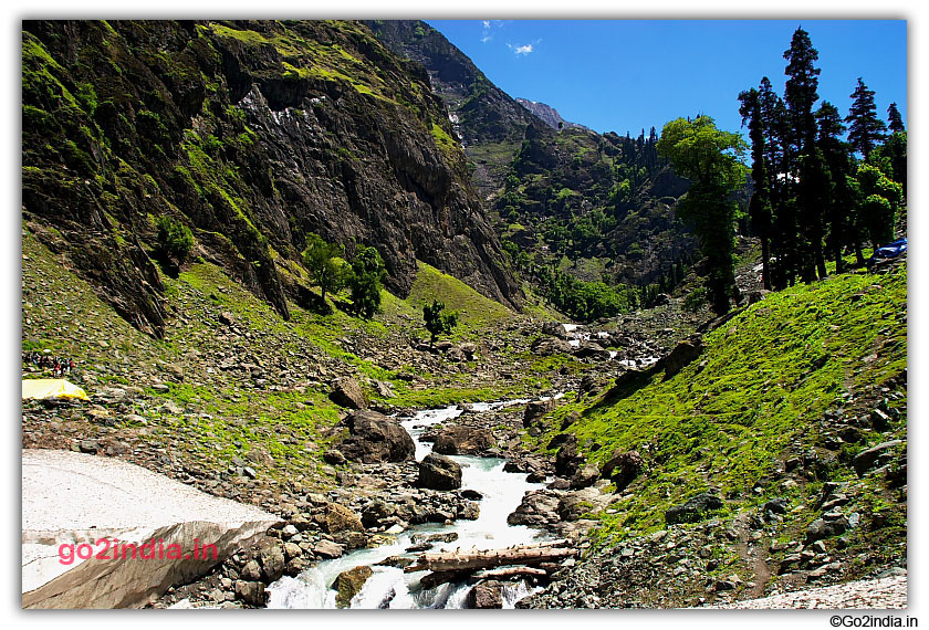 River flowing down at Chandanwari