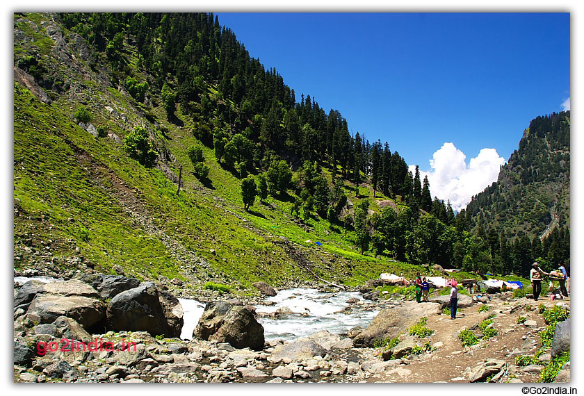 River flowing down from Chandanwari to Pahalgam