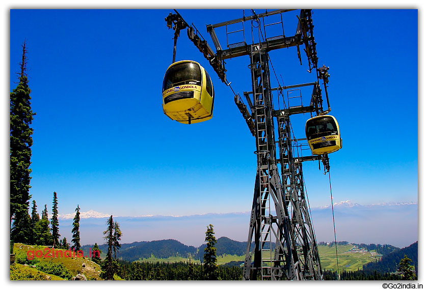 Cable cars hanging from the rope