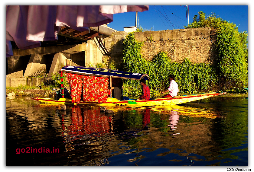 A Shikara going towars Nageen Lake from Dal Lake