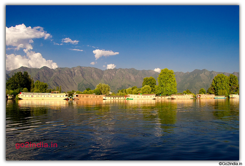 Line of houseboats in Dal Lake