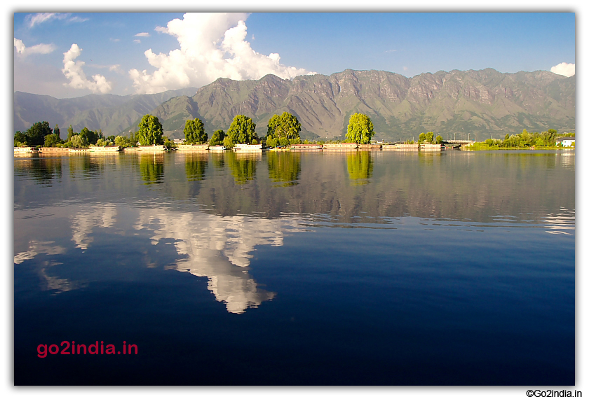 Houseboat and water of the Dal Lake