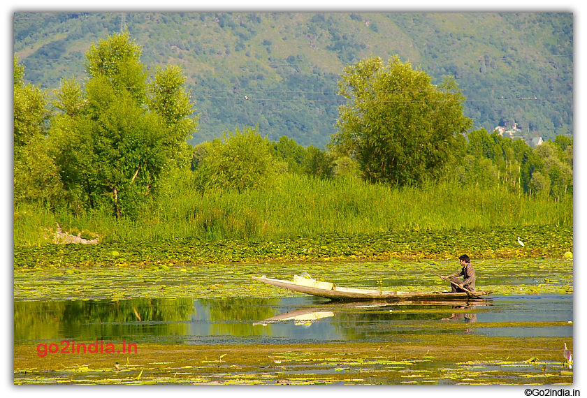 Boat in Nigeen Lake at Srinagar
