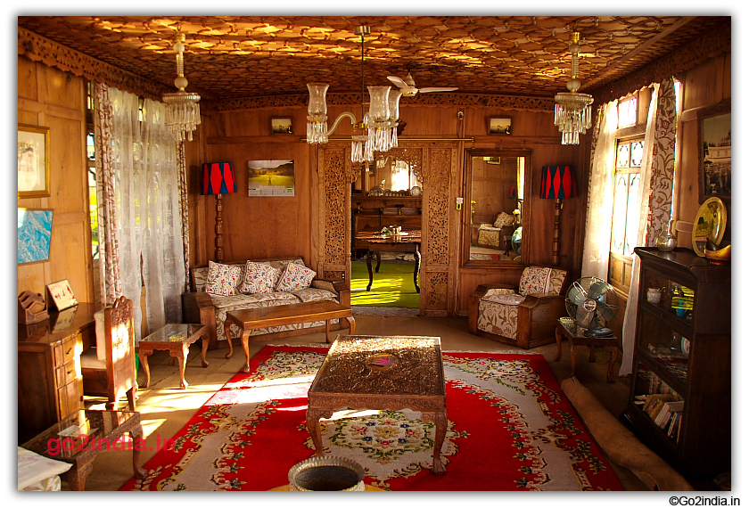 View of Drawing room with antique furnitures inside Houseboat