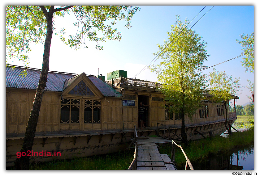 Connecting Houseboat to main land by wooden bridge 