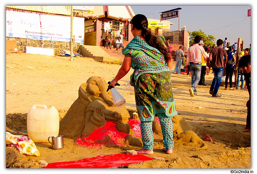 Sand Art at Juhu Beach at Mumbai