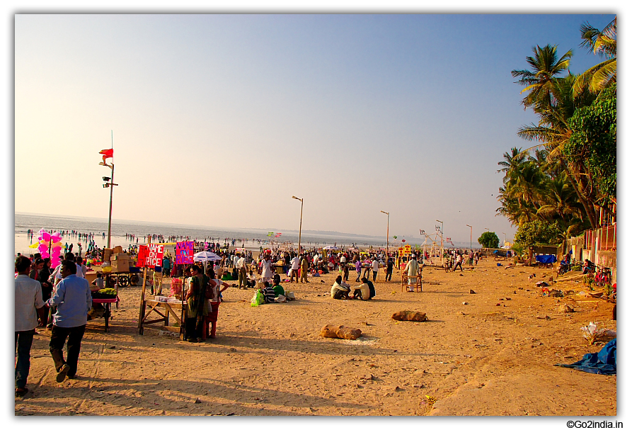 Wide flat beach at Juhu in Mumbai