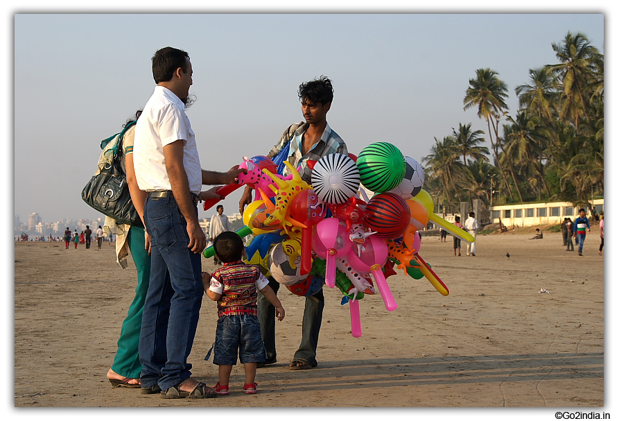 Toys and balloons at Juhu beach Mumbai  