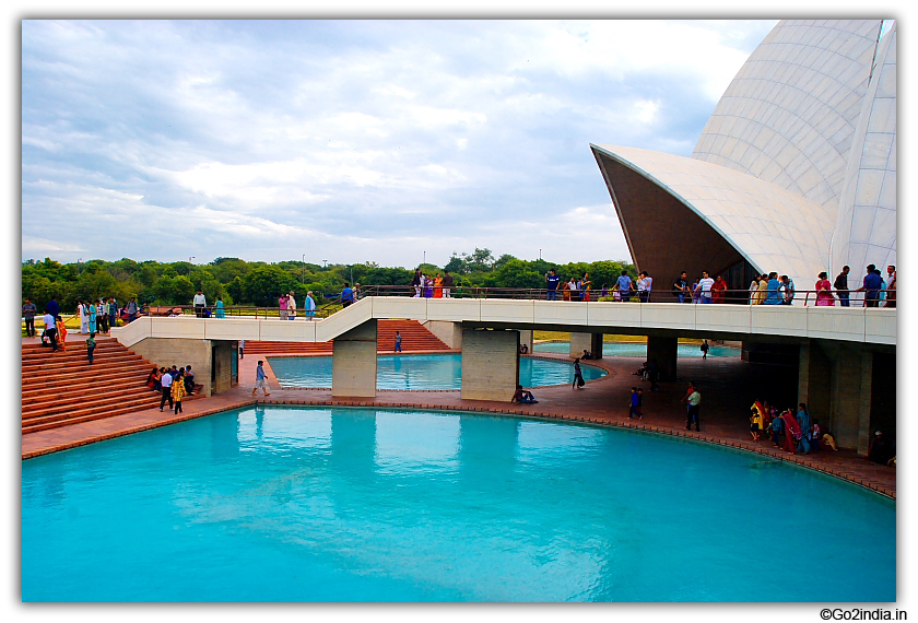 Small pools around the temple matching Lotus