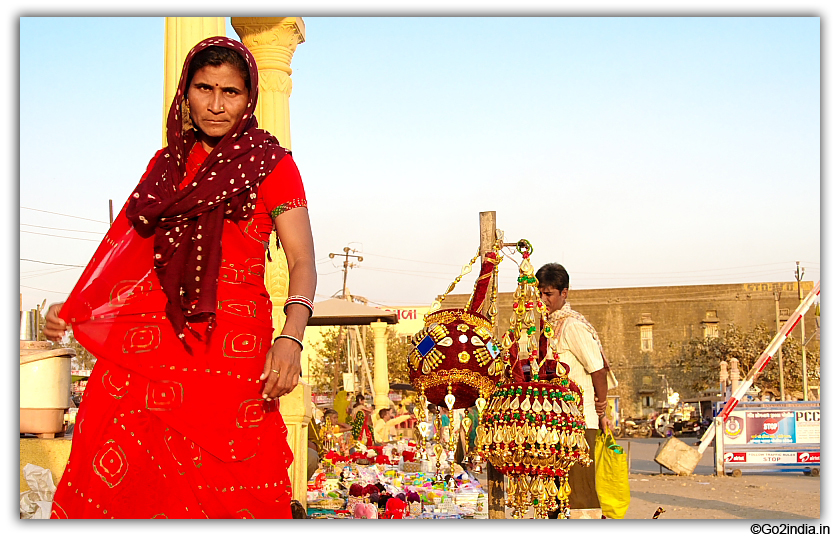 Selling handicrafts at Somnath 