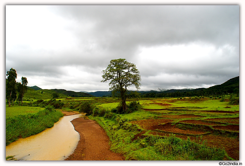 River water during rain at Araku