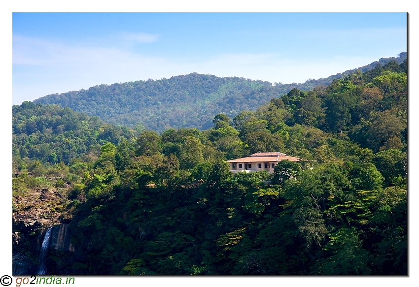 A house near the water fall  in Jog falls - Shimoga of Karnataka in India
