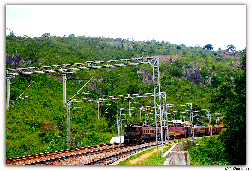 Engine of a train coming to Borra railway station 