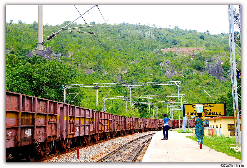 Train passing through Borra railway station