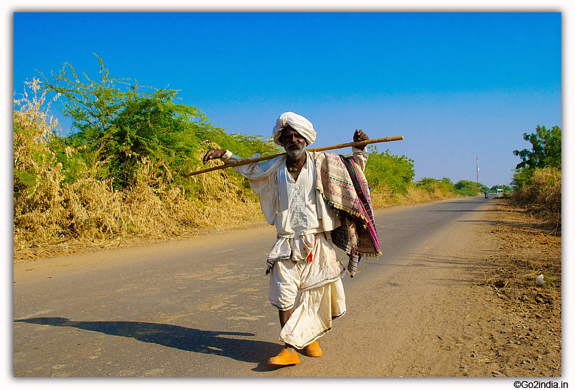 Gujarati village man on the road