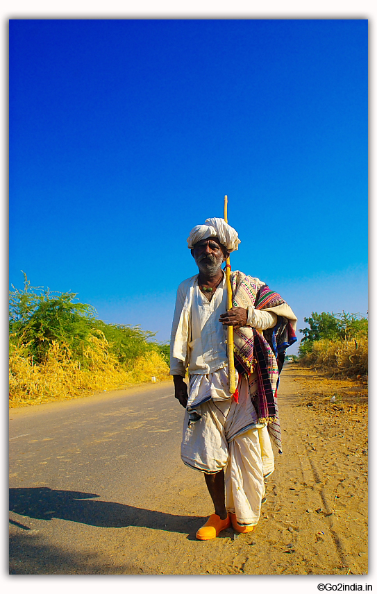 Gujarati village man on the way home
