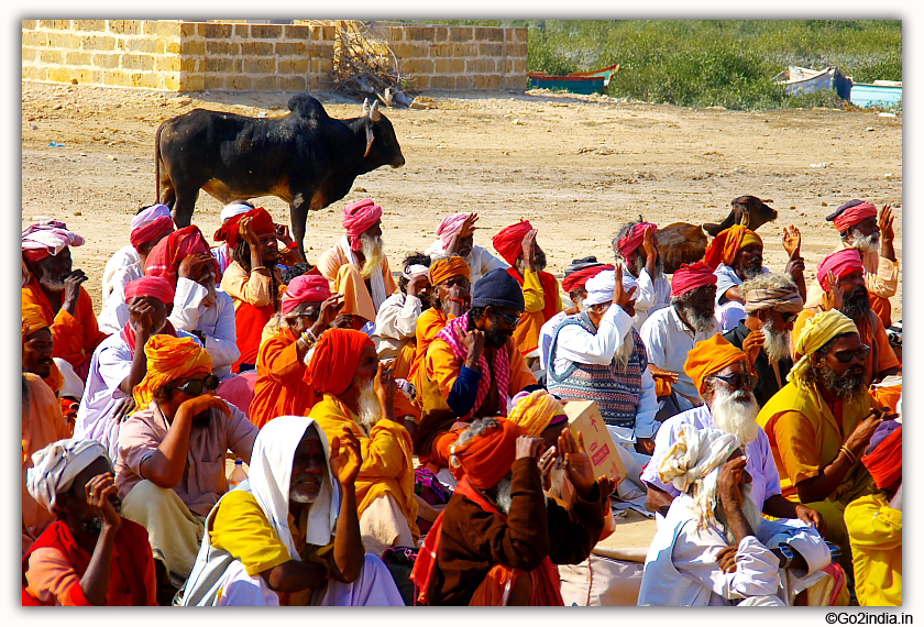 A group of Sadhus near Rukmani Mata temple at Dwarka