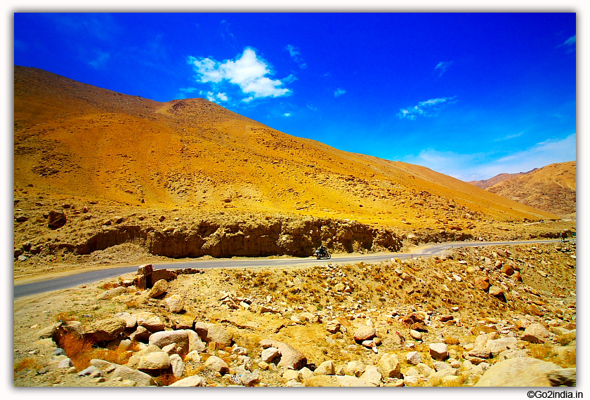 Bike on the way to Changla Pass and Pangong Lake