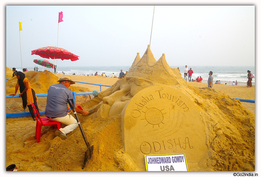 International Sand Art Festival at Chandrabhaga Beach near Konark Photos