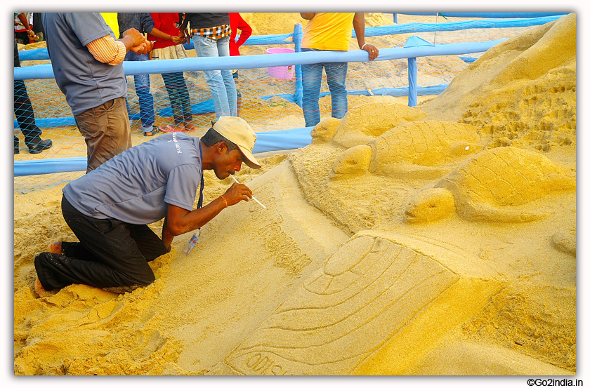 International Sand Art Festival at Chandrabhaga Beach near Konark Photos