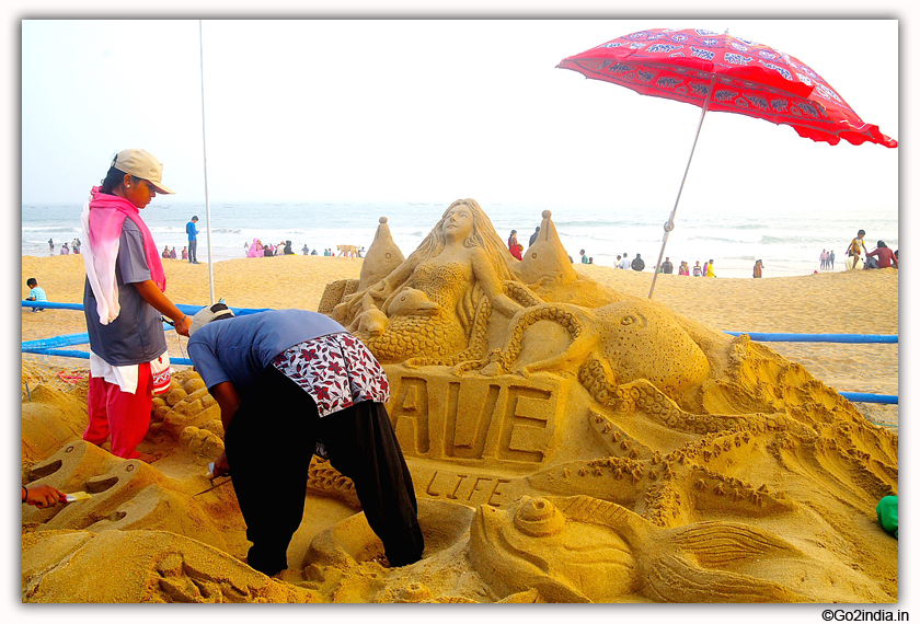 International Sand Art Festival at Chandrabhaga Beach near Konark Photos