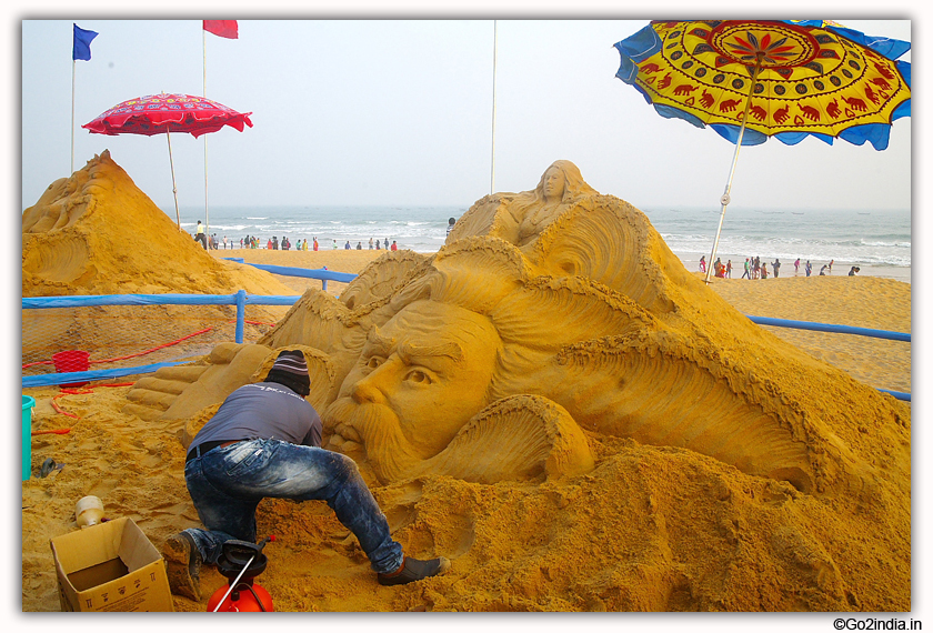 International Sand Art Festival at Chandrabhaga Beach near Konark Photos