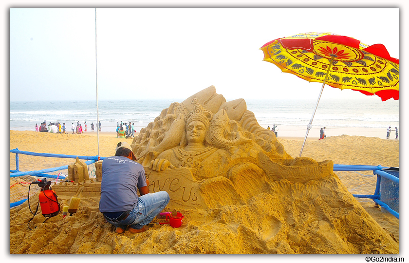 International Sand Art Festival at Chandrabhaga Beach near Konark Photos