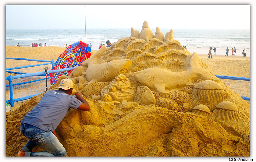 International Sand Art Festival at Chandrabhaga Beach near Konark Photos