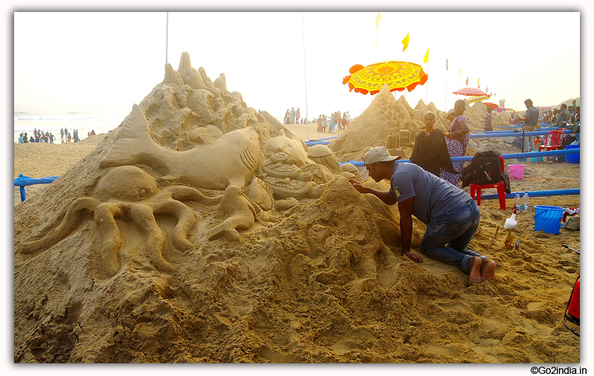 International Sand Art Festival at Chandrabhaga Beach near Konark Photos