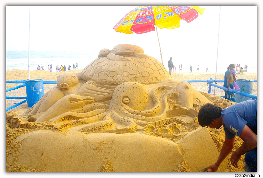 International Sand Art Festival at Chandrabhaga Beach near Konark Photos