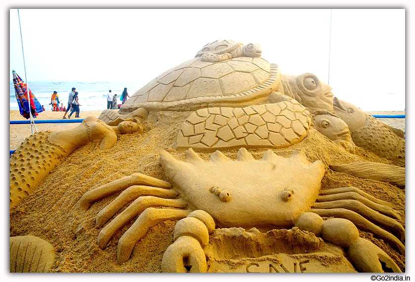 International Sand Art Festival at Chandrabhaga Beach near Konark Photos