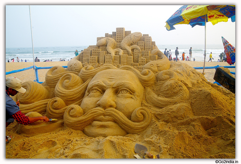 International Sand Art Festival at Chandrabhaga Beach near Konark Photos