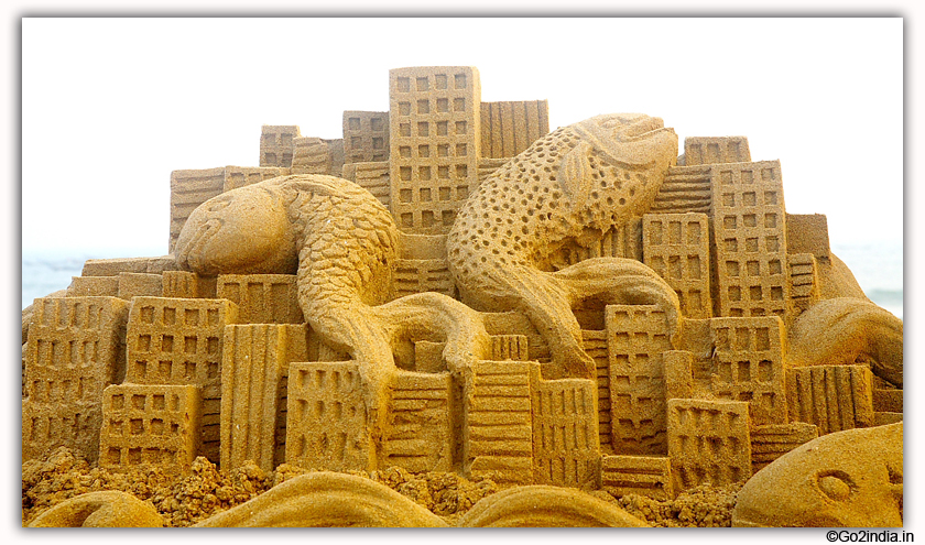 International Sand Art Festival at Chandrabhaga Beach near Konark Photos