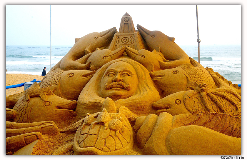 International Sand Art Festival at Chandrabhaga Beach near Konark Photos