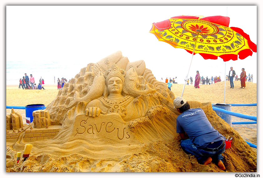 International Sand Art Festival at Chandrabhaga Beach near Konark Photos