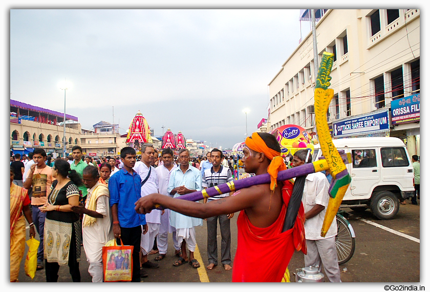 Lord Balaram dressed devotee during Car Festival 