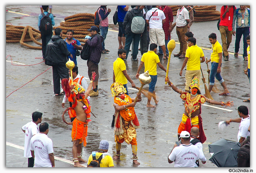Devotees dressed as Lord Hanuman Car Festival 