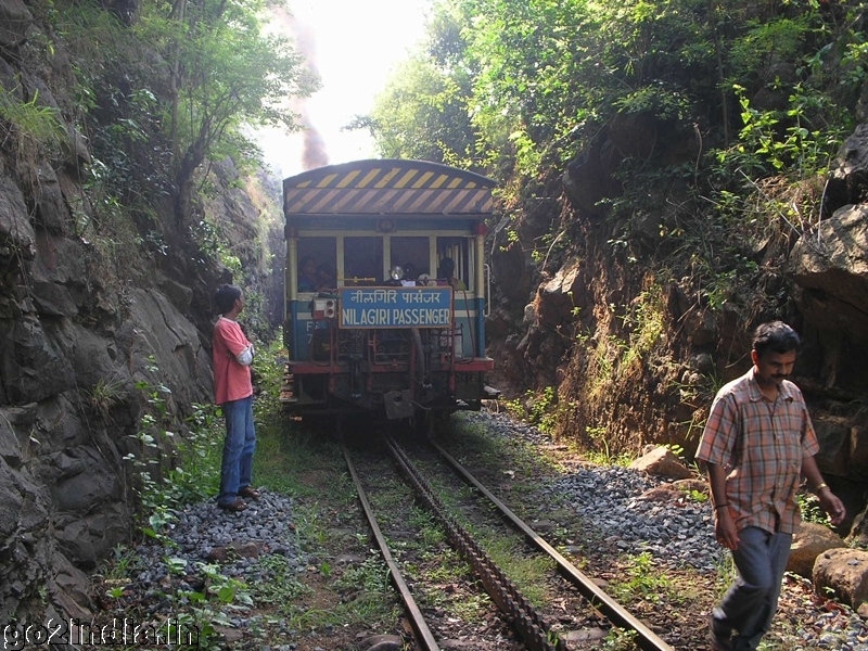 Train front side- engine is at the back